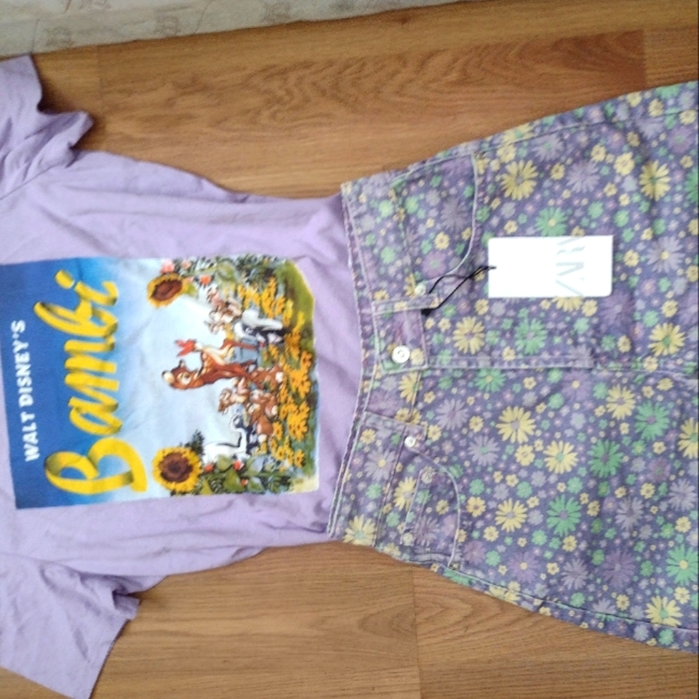 ZARA bundle Disney Bambi tshirt and Zara Floral short